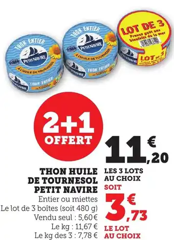 Bi1 Thon huile de tournesol petit navire offre