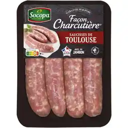 Carrefour 4 saucisses de Toulouse façon charcutière SOCOPA offre