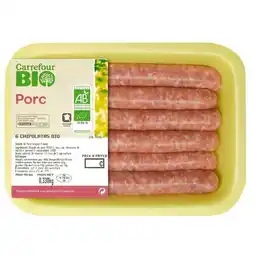 Carrefour 6 chipolatas CARREFOUR BIO offre