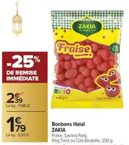 Carrefour ZAKIA Bonbons Halal offre