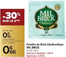 Carrefour MIL BRICK Feuilles de Brick L'Authentique offre