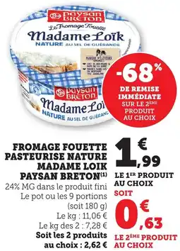 Bi1 Fromage fouette pasteurise nature madame loik paysan breton offre