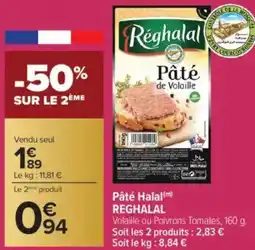 Carrefour REGHALAL Pâté Halal offre