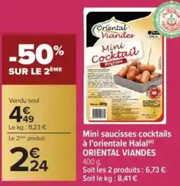 Carrefour ORIENTAL VIANDES Mini saucisses cocktails à l'orientale Halal offre