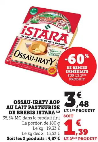 Bi1 Ossau-iraty aop au lait pasteurise de brebis istara offre