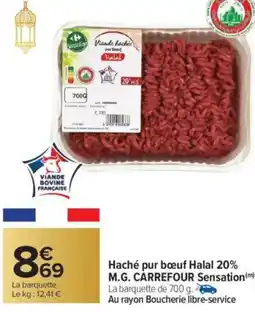 Carrefour Haché pur bœuf halal 20% m.g. carrefour sensation offre