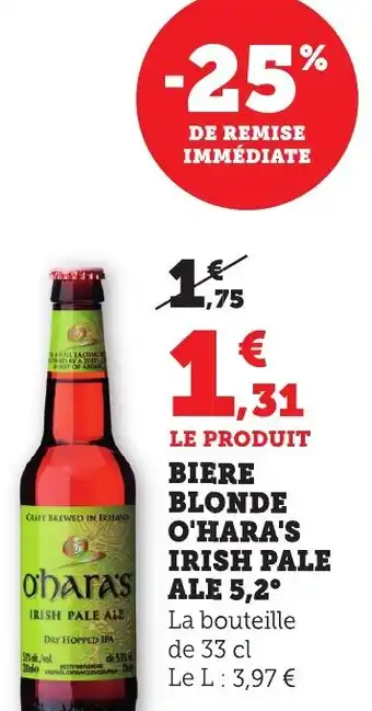 Bi1 Biere blonde o'hara's irish pale ale 5,2° offre