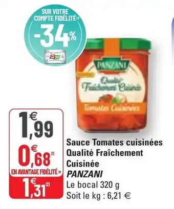 G20 Sauce tomates cuisinées qualité fraîchement cuisinée PANZANI offre