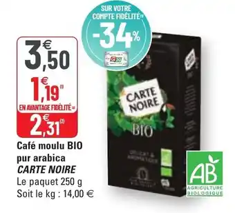 G20 Café moulu BIO pur arabica CARTE NOIRE offre