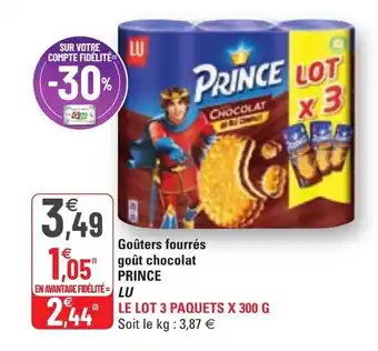 Goûters fourrés goût chocolat PRINCE LU
