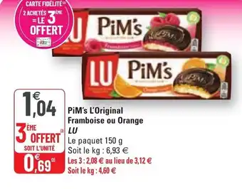 G20 Pim's l'original framboise ou orange LU offre