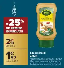 Carrefour ZAKIA Sauces Halal offre