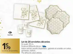 Carrefour Lot de 20 serviettes décorées offre