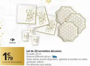 Carrefour Lot de 20 serviettes décorées offre