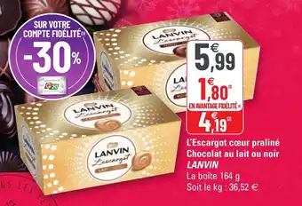L'escargot cœur praliné chocolat au lait ou noir LANVIN