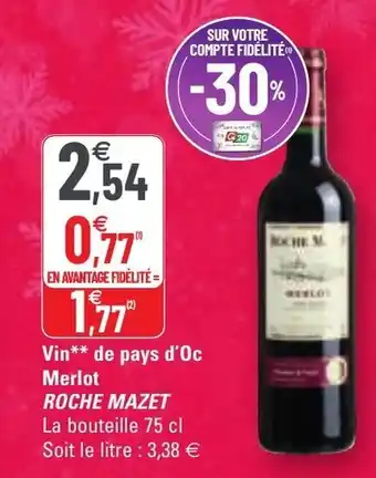 G20 Vin de pays d'oc merlot offre