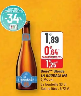 G20 Bière blonde LA GOUDALE IPA offre