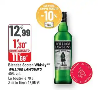 G20 Blended scotch whisky WILLIAM LAWSON'S offre
