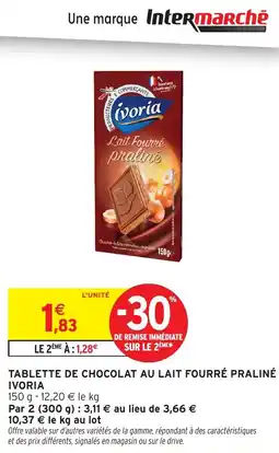 Intermarché Hyper IVORIA Tablette de chocolat au lait fourré praliné offre