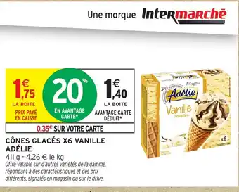 Intermarché Hyper ADÉLIE Cônes glacés x6 vanille offre