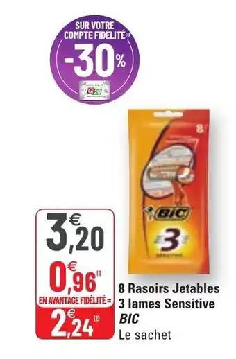G20 8 Rasoirs jetables 3 lames sensitive BIC offre