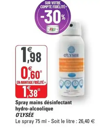 G20 Spray mains désinfectant hydro-alcoolique offre