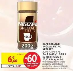 Intermarché Hyper NESCAFÉ Café soluble spécial filtre offre