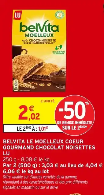 Intermarché Hyper LU Belvita le moelleux coeur gourmand chocolat noisettes offre