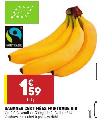 ALDI Bananes certifiées fairtrade bio offre