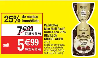 Papillottes Mon Nöel festif truffes noir 70%