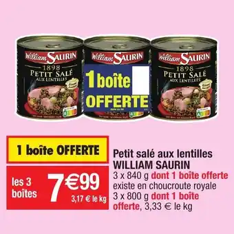 Petit salé aux lentilles William Saurin