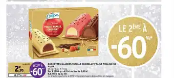 Intermarché Contact Bûchettes Glacées Vanille Chocolat Fraise Praliné X6 Pilpa offre