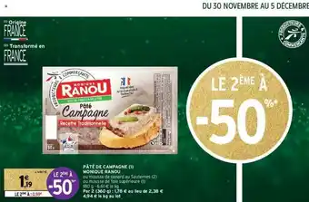 Intermarché Hyper Pâté De Campagne Monique Ranou offre