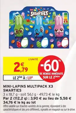 Intermarché Hyper SMARTIES Mini-lapins multipack x3 offre