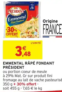 Intermarché Hyper PRÉSIDENT Emmental râpé fondant offre