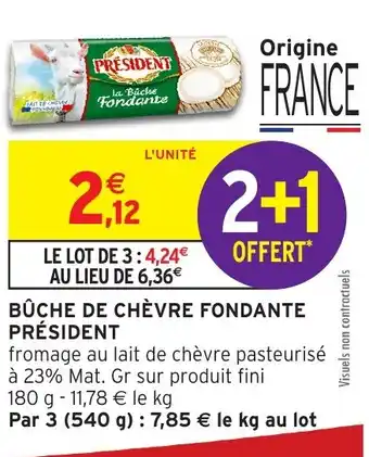 Intermarché Hyper PRÉSIDENT Bûche de chèvre fondante offre