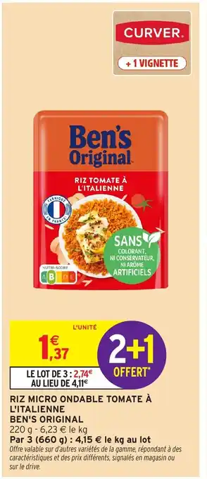 Intermarché Hyper BEN'S ORIGINAL Riz micro ondable tomate à l'italienne offre