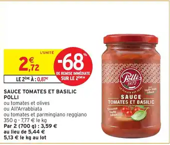 Intermarché Hyper POLLI Sauce tomates et basilic offre