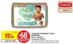 Intermarché Hyper PAMPERS Couches harmonie t4 x36 offre