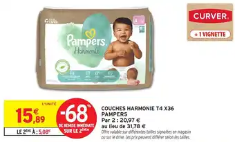 Intermarché Hyper PAMPERS Couches harmonie t4 x36 offre