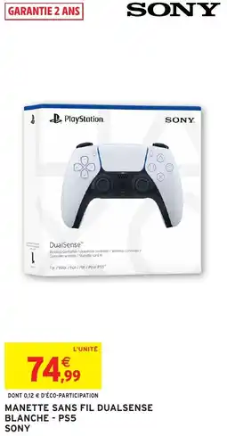 Intermarché Hyper SONY Manette sans fil dualsense blanche - ps5 offre