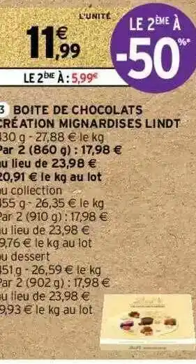 Intermarché Hyper Boîte De Chocolats Création Mignardises Lindt offre