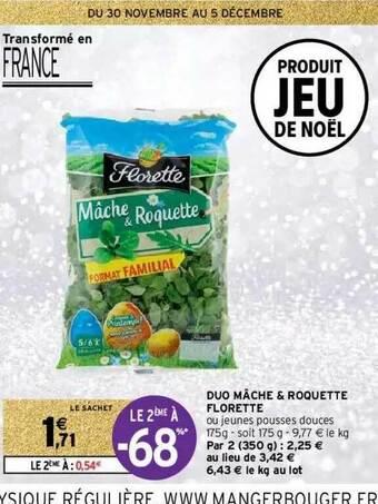 Intermarché Hyper Duo Mâche & Roquette Florette offre