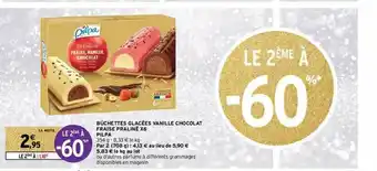 Intermarché Hyper Bûchettes Glacées Vanille Chocolat Fraise Praliné X6 Pilpa offre