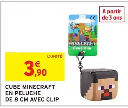 Intermarché Hyper Cube minecraft en peluche minecraft plush clip-on offre