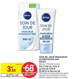 Intermarché Hyper NIVEA Soin de jour fraicheur hydratation 24h offre