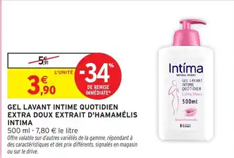 Intermarché Hyper INTIMA Gel lavant intime quotidien extra doux extrait d'hamamélis offre