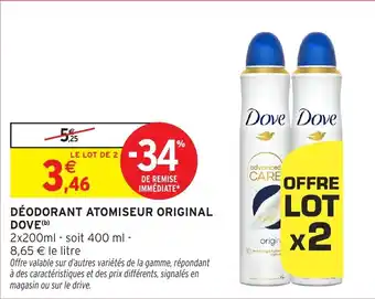 Intermarché Hyper DOVE Déodorant atomiseur original offre