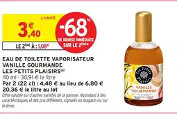 Intermarché Hyper LES PETITS PLAISIRS  Eau de toilette vaporisateur vanille gourmande offre