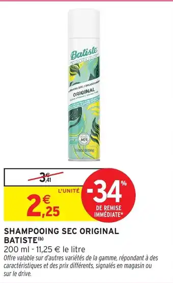 Intermarché Hyper BATISTE  Shampooing sec original offre